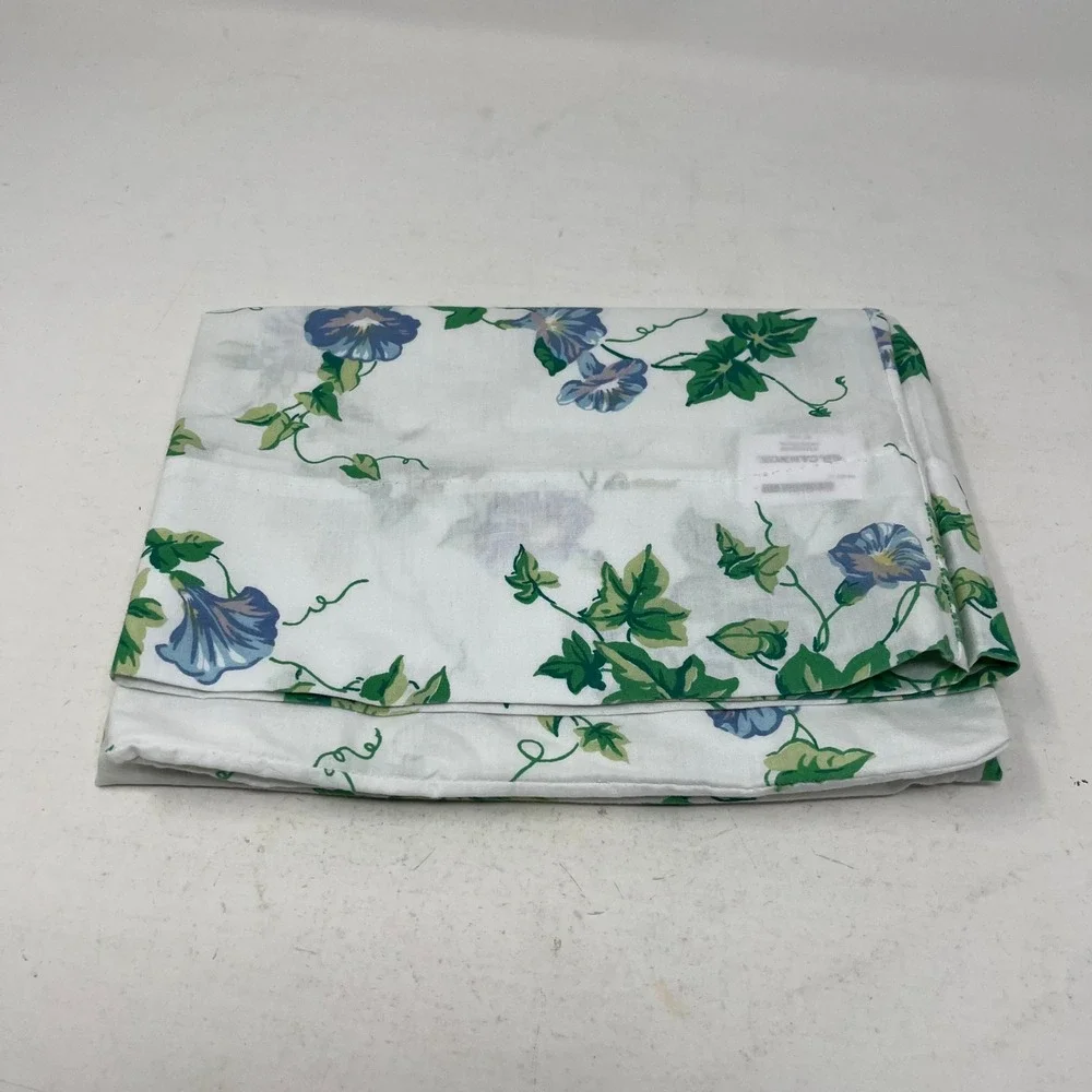 Vintage Cannon Morning Glory Floral Pillowcase Standard Blue Green White USA